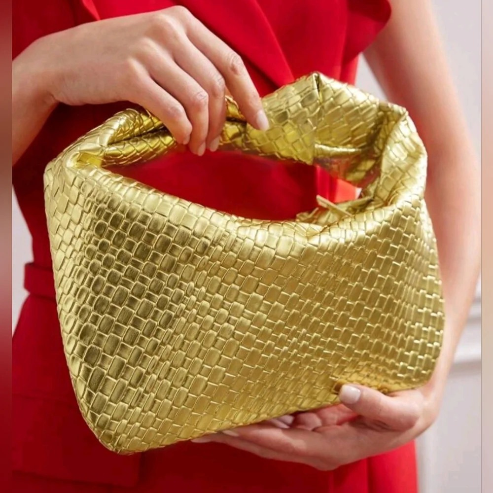 Gold Textured Hobo Bag
